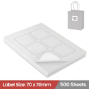 LabelMax A4 Self Adhesive Paper Laser Inkjet Sticker Labels 70 x 70mm Square - 6 Labels Per Sheet