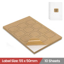 LabelMax A4 White Self Adhesive Paper Laser Inkjet Sticker Labels 55 x 50mm Barrel - 12 Labels Per Sheet (Die-Cut)