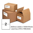 A4 White Self Adhesive Paper Address Mailing Laser Inkjet Sticker Labels 210 x 148.5mm - 2 Labels Per Sheet