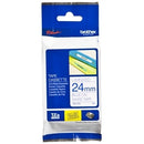 Original Brother TZe-253 TZe253 24mm Blue Text on White Laminated Tape - 8 meters