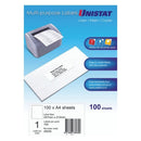 Unistat Laser Inkjet & Copier Multipurpose Labels 100 Sheets