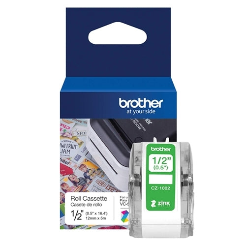 10 x Original Brother CZ-1002 CZ1002 Full Colour Continuous Paper Label Roll Cassette 12mm x 5m