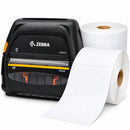Zebra ZQ521 4" Mobile Receipt and Label Printer Wireless, Bluetooth, Wi-Fi (ZQ52-BAW000A-00) + 24 Rolls 100mm X 150mm Perforated Direct Thermal Labels White Bundle