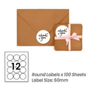 5000 Sheets A4 White Self Adhesive Paper Laser Inkjet Sticker Labels 60mm Round - 12 Labels Per Sheet