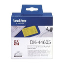 5 x Original Brother DK-44605 DK44605 Removable Black Text on Yellow Continuous Paper Label Roll 62mm x 30.48m