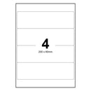 100 Sheets A4 White Self Adhesive Paper Address Mailing Laser Inkjet Sticker Labels 200 x 60mm - 4 Labels Per Sheet