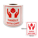 1 Roll HANDLE WITH CARE 100x75mm Label Adhesive Warning Shipping Sticker  (500 Labels per Roll)