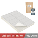 LabelMax A4 White Self Adhesive Paper Address Mailing Laser Inkjet Sticker Labels 10UP 99.1 x 57mm - (1000 labels / 100 Sheets) (Die-Cut)