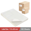 A4 White Self Adhesive Paper Address Mailing Sticker Single Integrated Label 110 x 80 mm (Die-Cut)