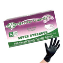 Super Strength Nitrile Gloves Black Heavy Duty Excellent Protection Textured surface Food Safety Tested Pack of 100 (1 box) - Small