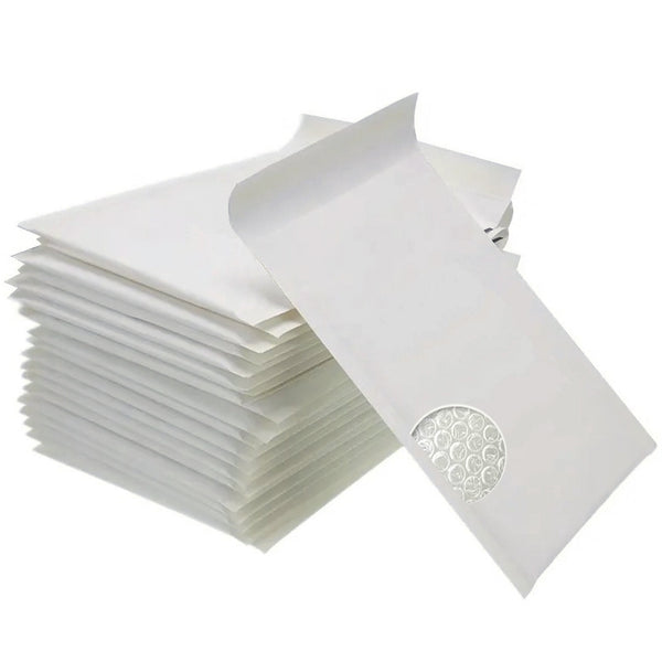 300PCS Bubble Mailer 120mm x 180mm (Outer Size) Self-Sealed Padded Envelope Plain White Kraft Paper Mailing Bags