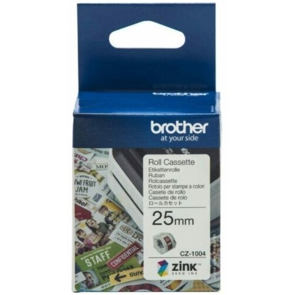 5 x Original Brother CZ-1004 CZ1004 Full Colour Continuous Paper Label Roll Cassette 25mm x 5m