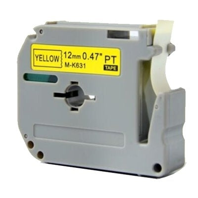 3 x Generic Brother M-K631 MK631 12mm Black Text on Yellow Tape - 8 meters