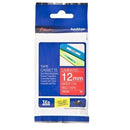 Original Brother TZe-435 TZe435 12mm White Text on Red Laminated Tape - 8 meters