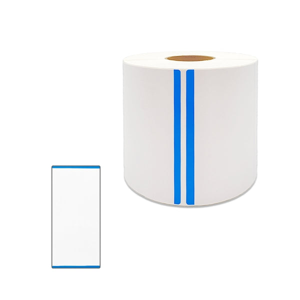 12 Roll Blue Stripe 100mm x 206mm Perforated Direct Thermal Labels - 300 Labels per Roll