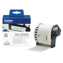 Original Brother DK-22205 DK22205 Black Text on White Continuous Paper Label Roll 62mm x 30.48m