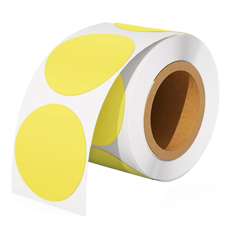 10 Rolls 50.8mm Round Circle Direct Thermal Labels Yellow - 750 Labels per Roll