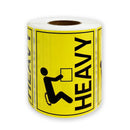 HEAVY Warning Label in Yellow Shipping Adhesive Sticker 100x75mm (500 Labels per Roll)