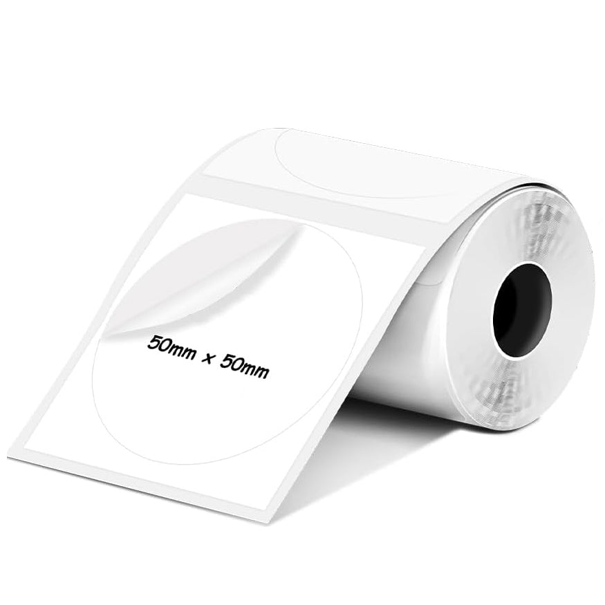 1 Roll Multi-purpose Thermal Labels Black on White Round 50mm for M110