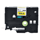 Generic Brother TZe-811 TZe811 6mm Black Text on Gold Laminated Tape - 8 meters