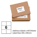 10,000 Sheets A4 White Self Adhesive Paper Address Mailing Laser Inkjet Sticker Labels 105 x 99mm - 6 Labels Per Sheet