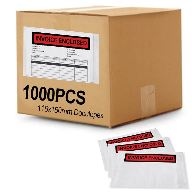 Documents Inclosed Sticker 1000PCS 'INVOICE ENCLOSED' 115mm x 150mm Doculopes Sticker Pouch Docum