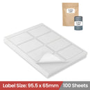 LabelMax A4 White Self Adhesive Paper Address Mailing Laser Inkjet Sticker Labels 95.5 x 65mm - 8 Labels Per Sheet (Die-Cut)