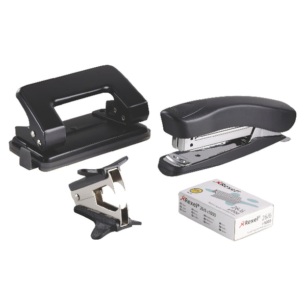 Rexel Stapler/punch Desktop Kit Black