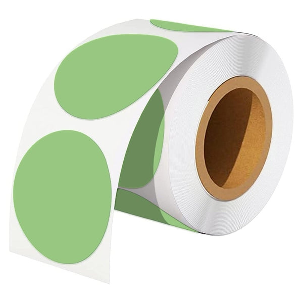 1 Roll 50.8mm Round Circle Direct Thermal Labels Green - 750 Labels per Roll