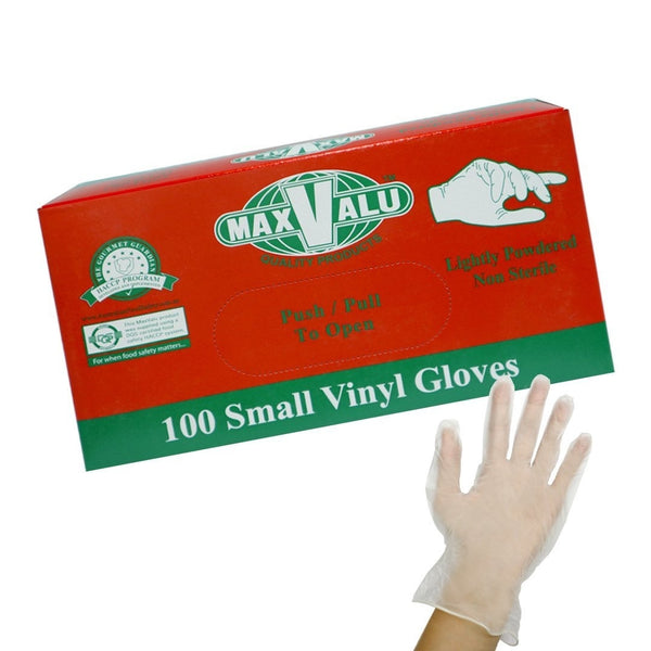 Lightly Powdered Clear Vinyl Gloves Pack of 2000 (100PCS x 20 boxes) - Small