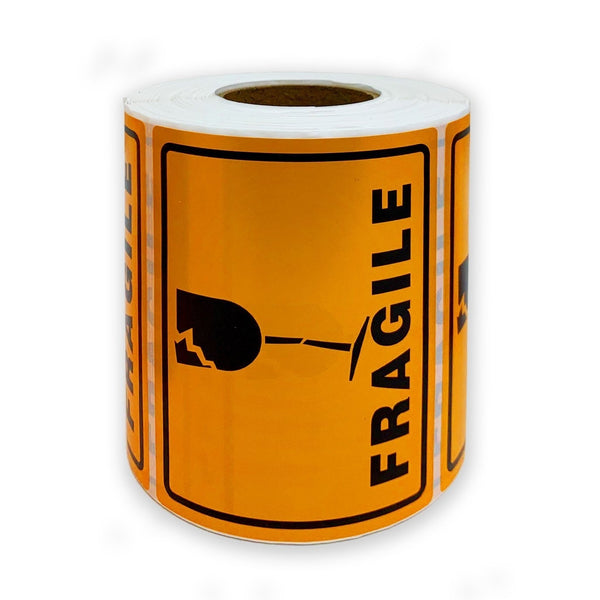 12 Rolls FRAGILE Glass Warning Label in Orange Shipping Adhesive Sticker 100x72mm (500 Labels per Roll)