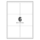 LabelMax A4 White Self Adhesive Paper Address Mailing Laser Inkjet Sticker Labels 99.1 x 93.1mm - 6 Labels Per Sheet (Die-Cut)