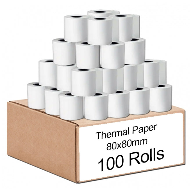 100 Bulk Rolls 80x80mm Thermal Paper Cash Register Receipt Roll