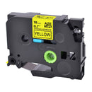 5 x Generic Brother TZe-S641 TZeS641 18mm Black Text on Yellow Strong Adhesive Laminated Tape - 8 metres