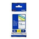 Original Brother TZe-243 TZe243 18mm Blue Text on White Laminated Tape - 8 meters