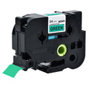 10 x Generic Brother TZe-751 TZe751 24mm Black Text on Green Laminated Tape - 8 meters