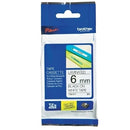 Original Brother TZe-211 TZe211 6mm Black Text on White Laminated Tape - 8 meters