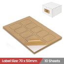 LabelMax A4 White Self Adhesive Paper Laser Inkjet Sticker Labels 70 x 50mm Barrel - 10 Labels Per Sheet (Die-Cut)