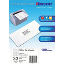 Unistat Laser Inkjet & Copier Multipurpose Labels 100 Sheets