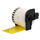 Generic Brother DK-44605 DK44605 Removable Black Text on Yellow Continuous Paper Label Roll 62mm x 30.48m
