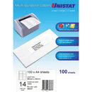 Unistat Laser Inkjet & Copier Multipurpose Labels 100 Sheets