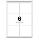 LabelMax A4 White Self Adhesive Paper Address Mailing Laser Inkjet Sticker Labels 99.1 x 93.1mm - 6 Labels Per Sheet (Die-Cut)