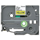 5 x Generic Brother TZe-631 TZe631 12mm Black Text on Yellow Laminated Tape - 8 meters