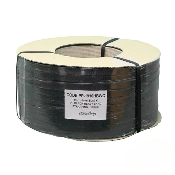 19mm x 1000m Black PP Polypropylene  Heavy Band Strapping (PP-1910HBWC)