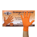Diamond Textured Nitrile Orange Gloves Pack of 100 - M/L/XL