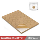 LabelMax A4 White Self Adhesive Paper Inkjet Sticker Labels 45 x 39mm Hexagon - 20 Labels Per Sheet (Die-Cut)