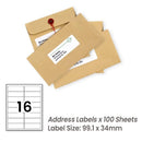 5000 Sheets A4 White Self Adhesive Paper Address Mailing Laser Inkjet Sticker Labels 99.1 x 34mm - 16 Labels Per Sheet