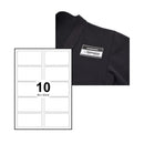 A4 White Fabric Laser Name Badge Labels 88 x 52mm - 10 Labels Per Sheet (20 Sheets Per Pack)