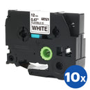 10 x Generic Brother TZe-FX231 TZeFX231 12mm Black Text on White Flexible ID Laminated Tape - 8 metres