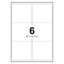 LabelMax A4 White Self Adhesive Paper Address Mailing Laser Inkjet Sticker Labels 99.1 x 93.1mm - 6 Labels Per Sheet (Die-Cut)